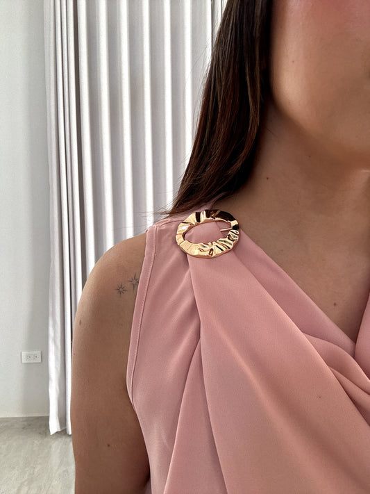 Perla Neck Gold Ring Blouse